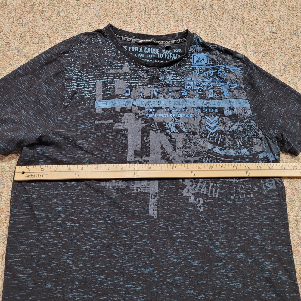 Projek Raw Shirt Mens Large Black Blue Space Dye Exploration Series Logo Graphic - Picture 11 of 15